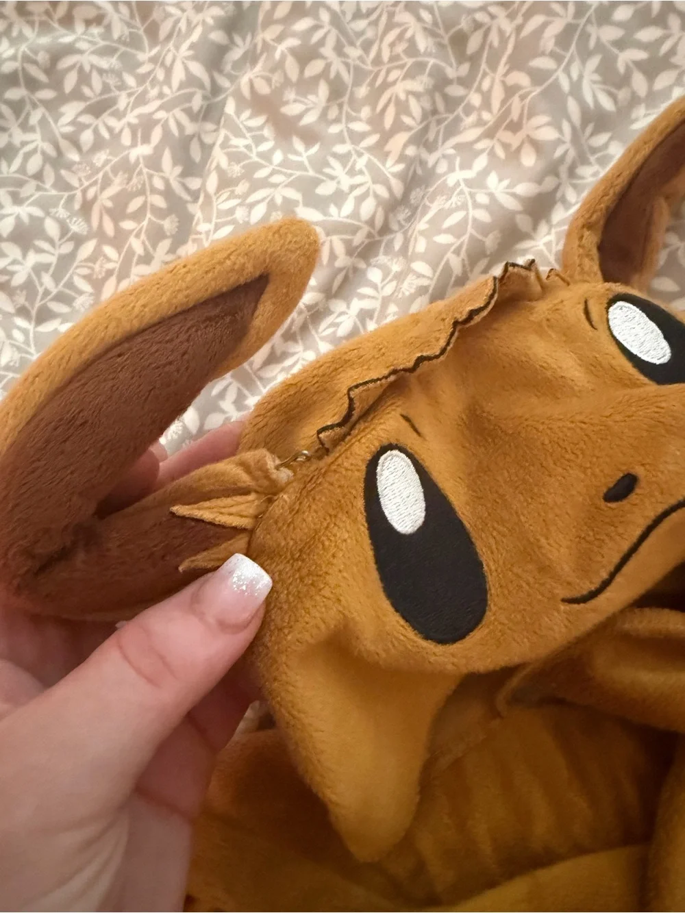 Kids Brown Eevee Plush Hooded Costume Onesie